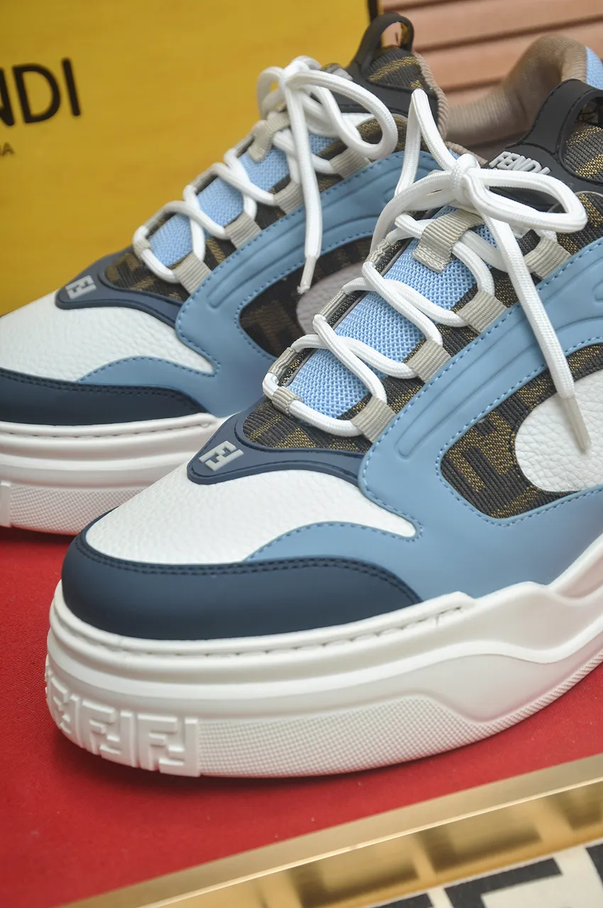 Men's shoes 💰600💶 [Fendi] The latest casual sports shoes 🔥 Many 💑 stars have the same style FD match. The original version is a one-to-one replica. Designer Kim Jones's first fendi match and Donkey brand Trainer basketball sneakers. Material: Original silk mesh. Lining: Breathable mesh. Packaging: Original 1:1 matching high-end packaging. Size: 38-45 (45 is custom-made and cannot be returned or exchanged)